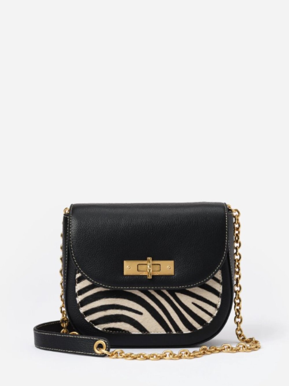 The Waverly Leather Handbag in Zebra Stripes